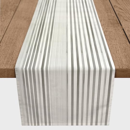 90&#x22; Stripes Watercolor Poly Twill Table Runner